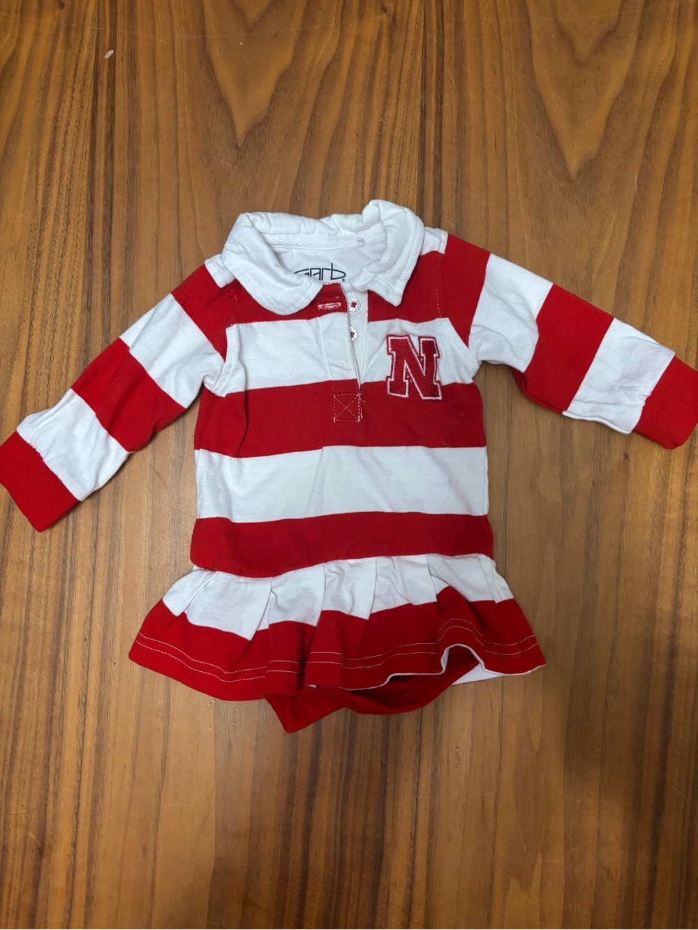 University of Nebraska Corn Huskers Girls 0-3M Onesie Rugby Dress
